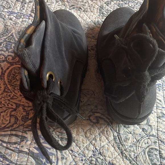 Fly London navy suede wedge heel booties size 40 - Picture 3 of 4